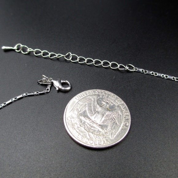 20" Silver Clear & Blue Crystal Pendant Necklace - Picture 6 of 7